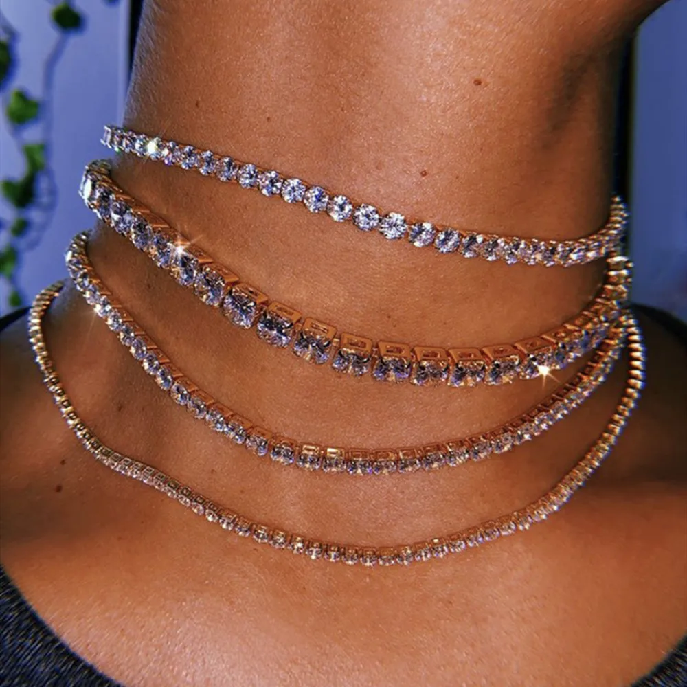 Женское колье-чокер с кристаллами 1 ряд стразы хип-хоп | Украшения и аксессуары