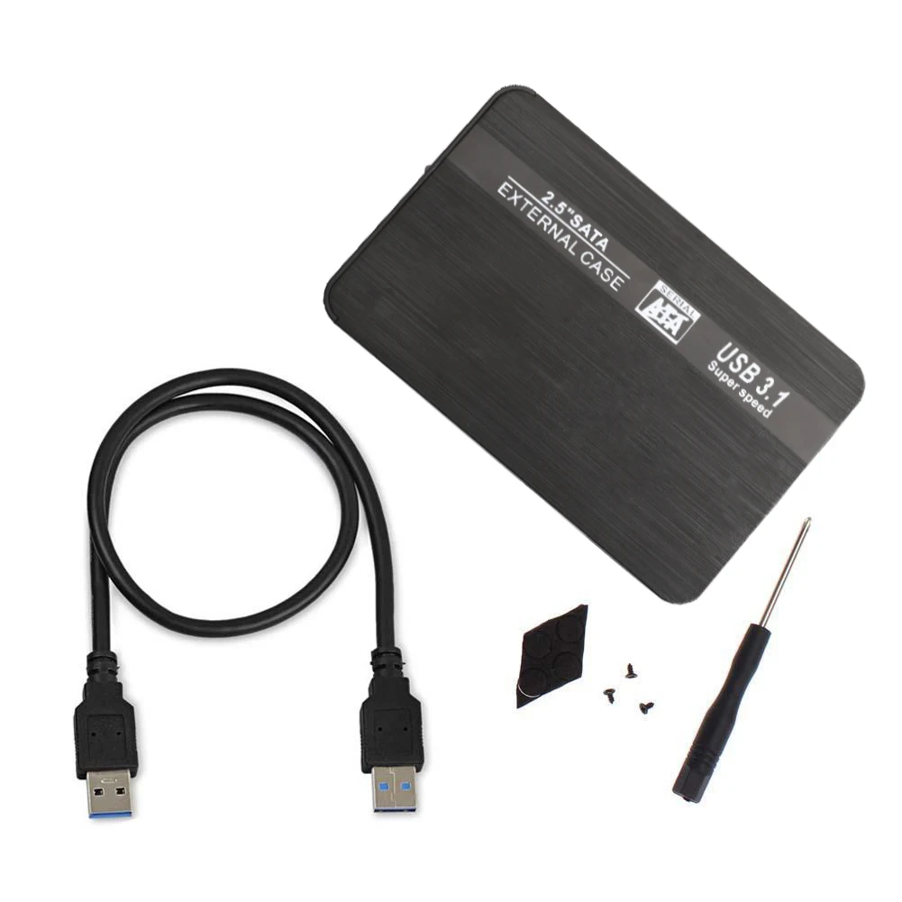 External Portable USB 3.1 Hard Disk Drive Enclosure 2.5 Inch SATA HDD Box Case Black Type C Interface |