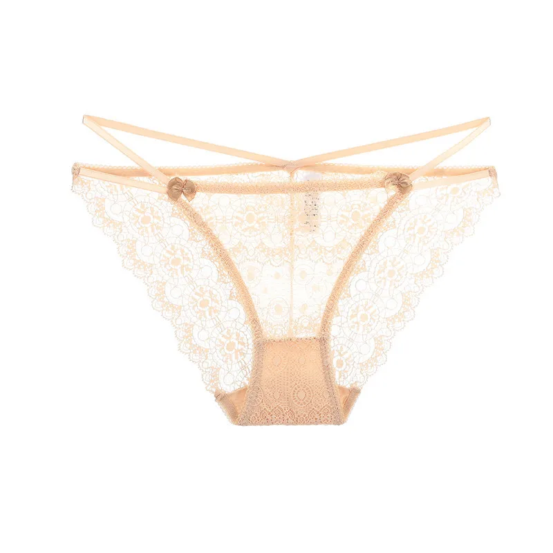

Lace Sexy Ladies Panties Belt Hollow Bow Briefs Solid Color Low Waist Crotch Cotton Breathable Lingerie Underwear Women