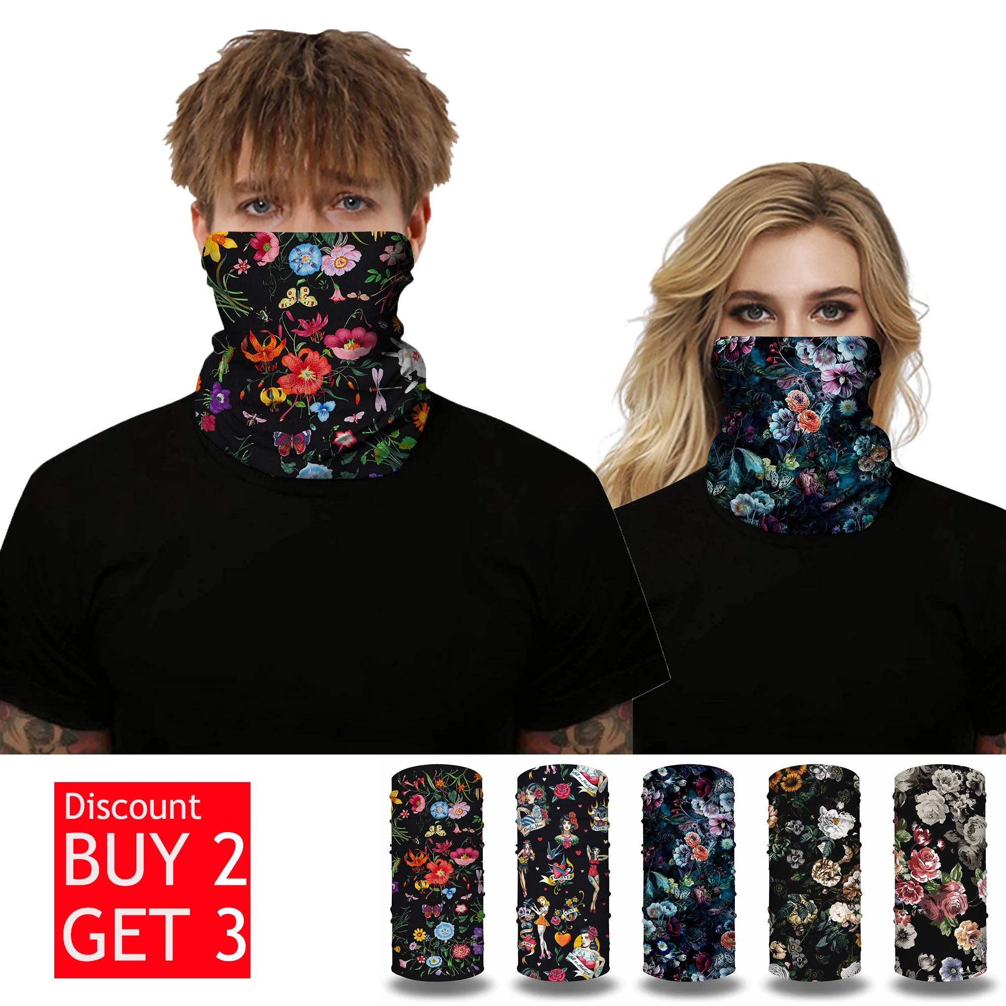 

Ветрозащитная маска с цветочным принтом на Хэллоуин Scarvf для мужчин и женщин, для занятий велоспортом и велоспортом, повязка на голову