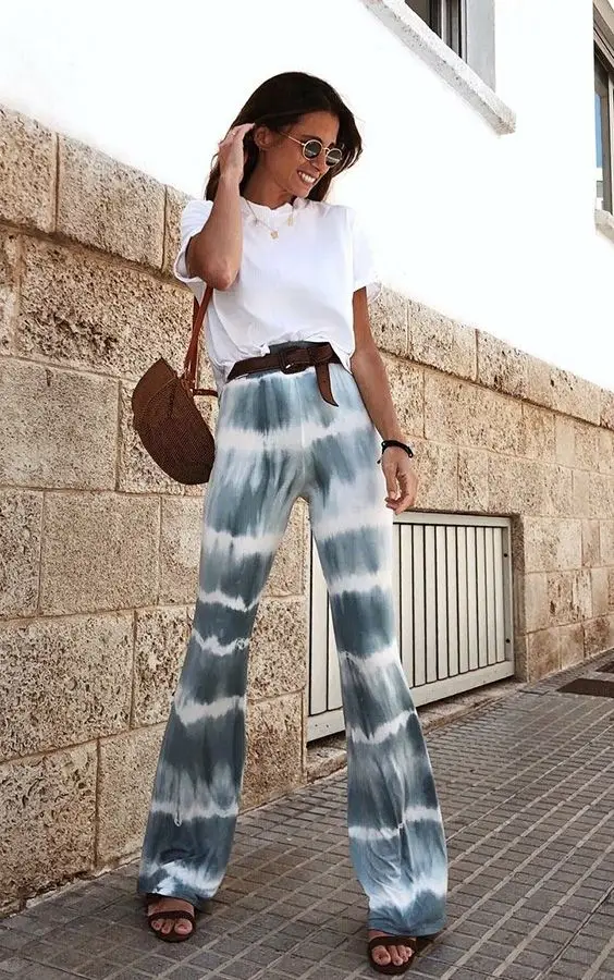 

Stripes Casual Loose Slimming Pants Summer Bottoms Women Flared Pants 2020 New Elegant High-Waist Long Trousers