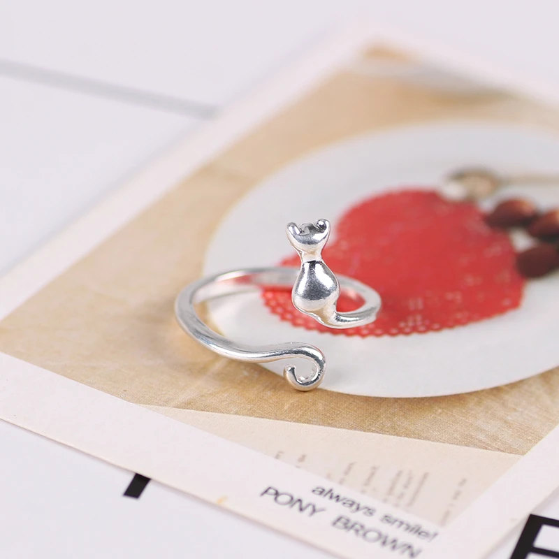 Женское регулируемое кольцо с кошкой из металлического сплава