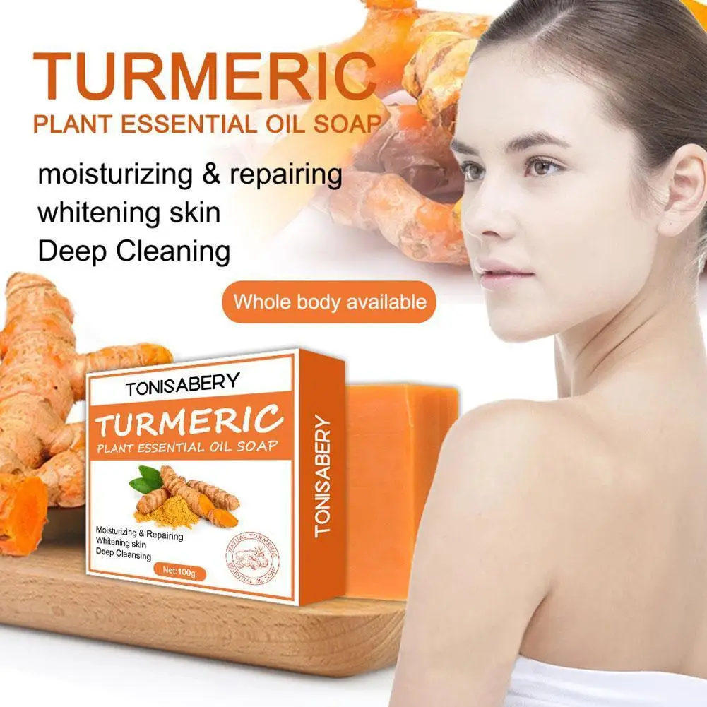 

100g Turmeric Cleansing Soap Handmade Soap Face Wash Removal Acne Treatment Oil Control Moisturizing Whitening Soap Face Care