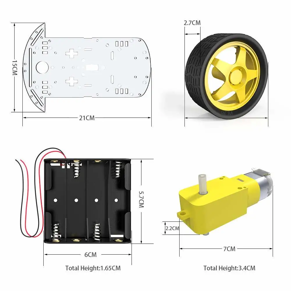 Комплект шасси 2WD DIY Smart Robot для автомобиля с 2 двигателями (1:48) кодировщик скорости