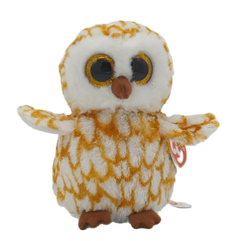 

15cm TY Big Glitter Eyes Cute Brown owl Plush Stuffed Animal Collectible Soft Doll Toy Christmas Gift