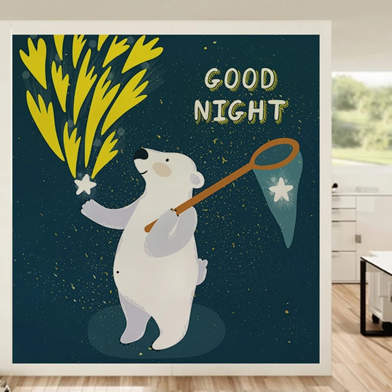 Статическая липкая оконная пленка Индивидуальный размер мультяшная свежая