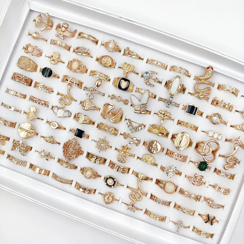 50 шт. / Партия ретро в форме сердца бабочка корона кольцо со стразами женское