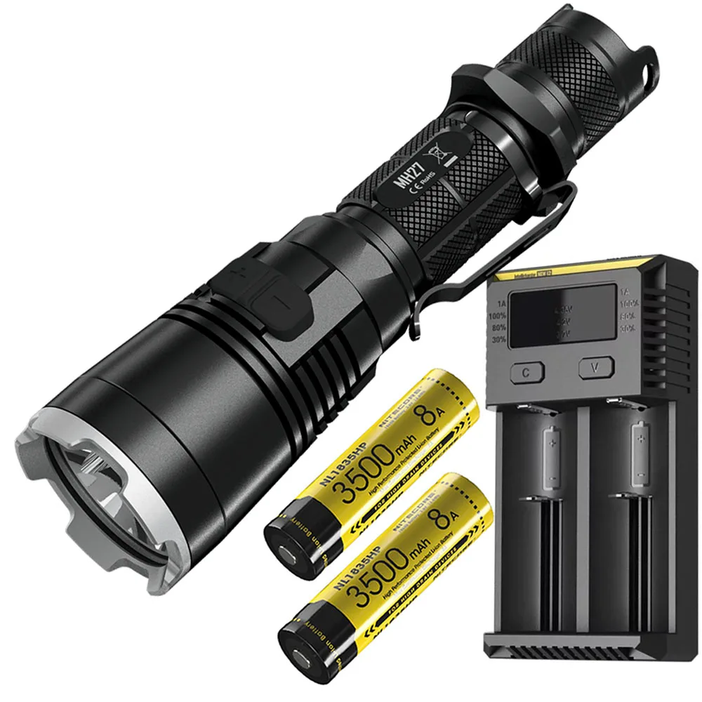 NITECORE MH27 тактический фонарь XP-L HI V3 Белый Красный Зеленый Свет Макс 1000 люмен дальность луча 462 м ручной фонарь - Испускаемый цвет: MH27 NL1835HP x 2 I2