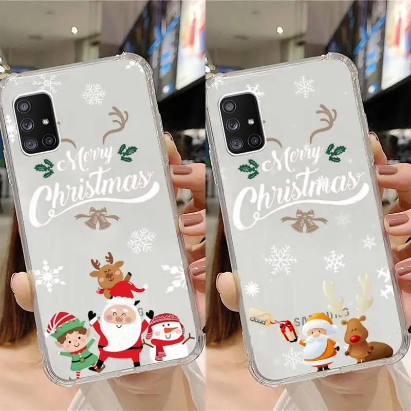 

Merry christmas happy deer Phone Case Transparent For Samsung Galaxy A S Note 9 10 51 50 71 70 80 20 21 30s ultra plus