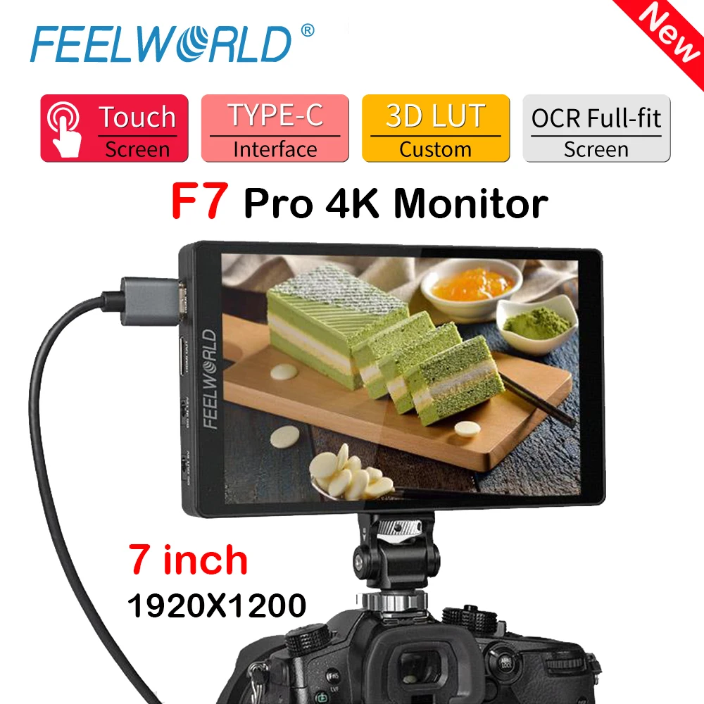 

Монитор FEELWORLD F7 Pro 7 ''с сенсорным экраном, цифровой зеркальный фотоаппарат 3D LUT, полевой прямой монитор переменного тока 4K HD с внешним источни...