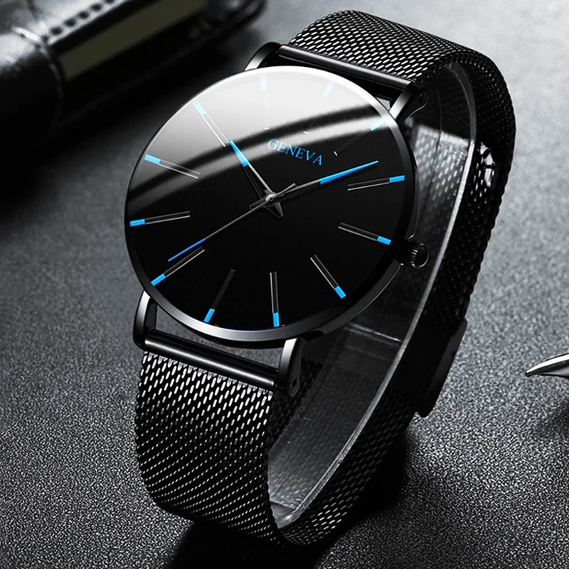 

2020 Men's Watch Ultra-Thin Stainless Steel Men Business Watch Men Mesh Belt Quartz Wristwatch Male Clock Relogio Masculino