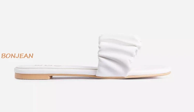 Шлепанцы женские плиссированные на плоской подошве летние 2020 | Обувь