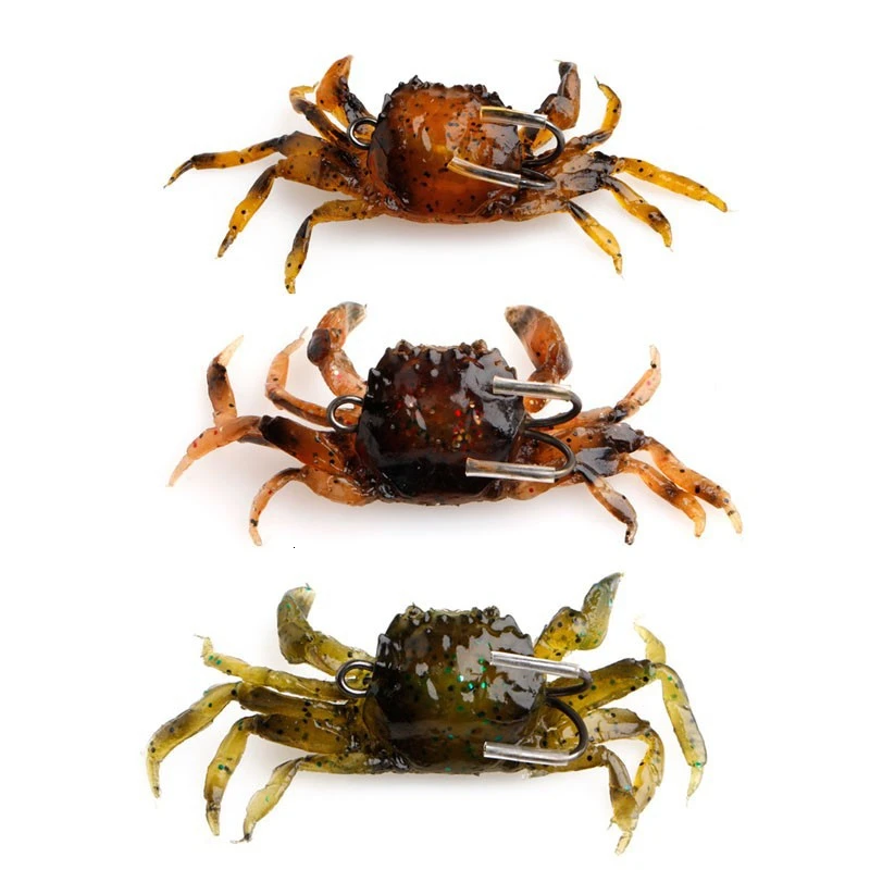 

1Pcs Artificial Crab Lure Bait Fishing Lures 3D Simulation Multicolour Soft Fish Bait With Sharp Hook Sea Winter Fishing