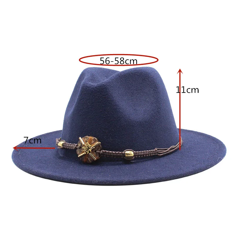 Seioum Women Men Wide Brim Wool Felt Jazz Fedora Hats Panama Style Cowboy Trilby Party formal Dress Hat Large Size Yellow white