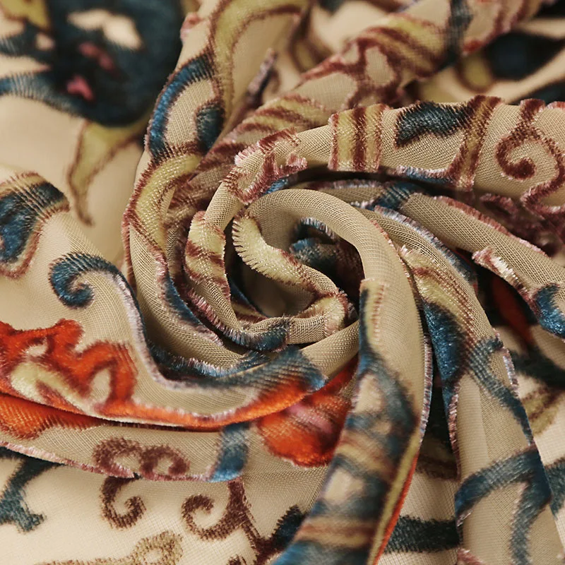 

Suffer Nylon Burning Flower velvet fabrics robe Dresses Velvet fabric cloth by the meter 80% rayon silk 20% nylon silk scarf 321