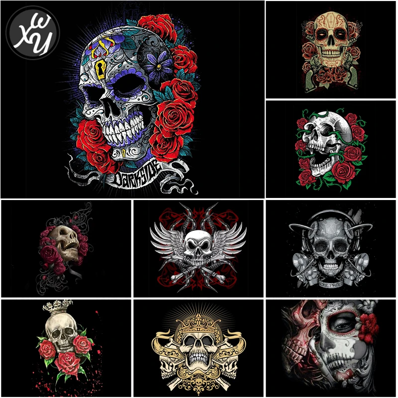 WEIWEI алмазная живопись Череп Роза 5D Вышивка мозаика вышивка крестиком ремесла