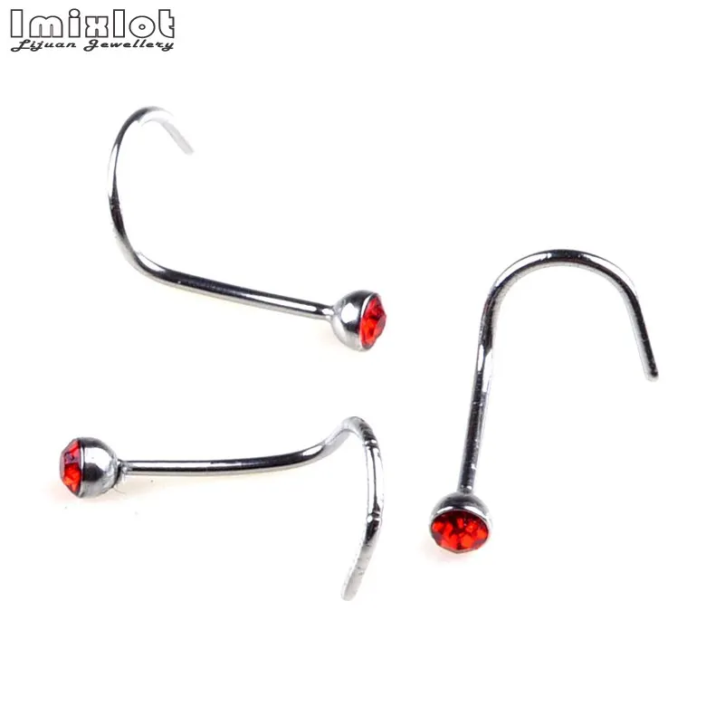 Серьги-гвоздики в нос из нержавеющей стали с кристаллами и стразами 20 шт./лот