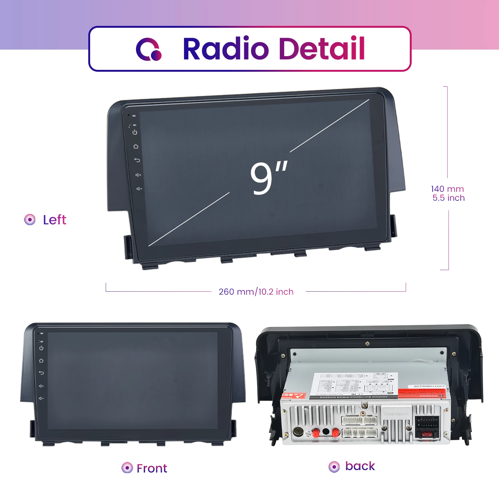 Roadanvi для Honda Civic 2015 2016 2017 автомобильное радио видео 8 ГБ 128 4 Гб ОЗУ 64 ПЗУ Apple Carplay Android