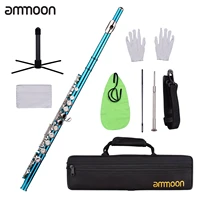 ammoon closed hole c flute 16 keys cupronickel nickel plated wind instrument with carry case flute stand gloves cleaning cloth