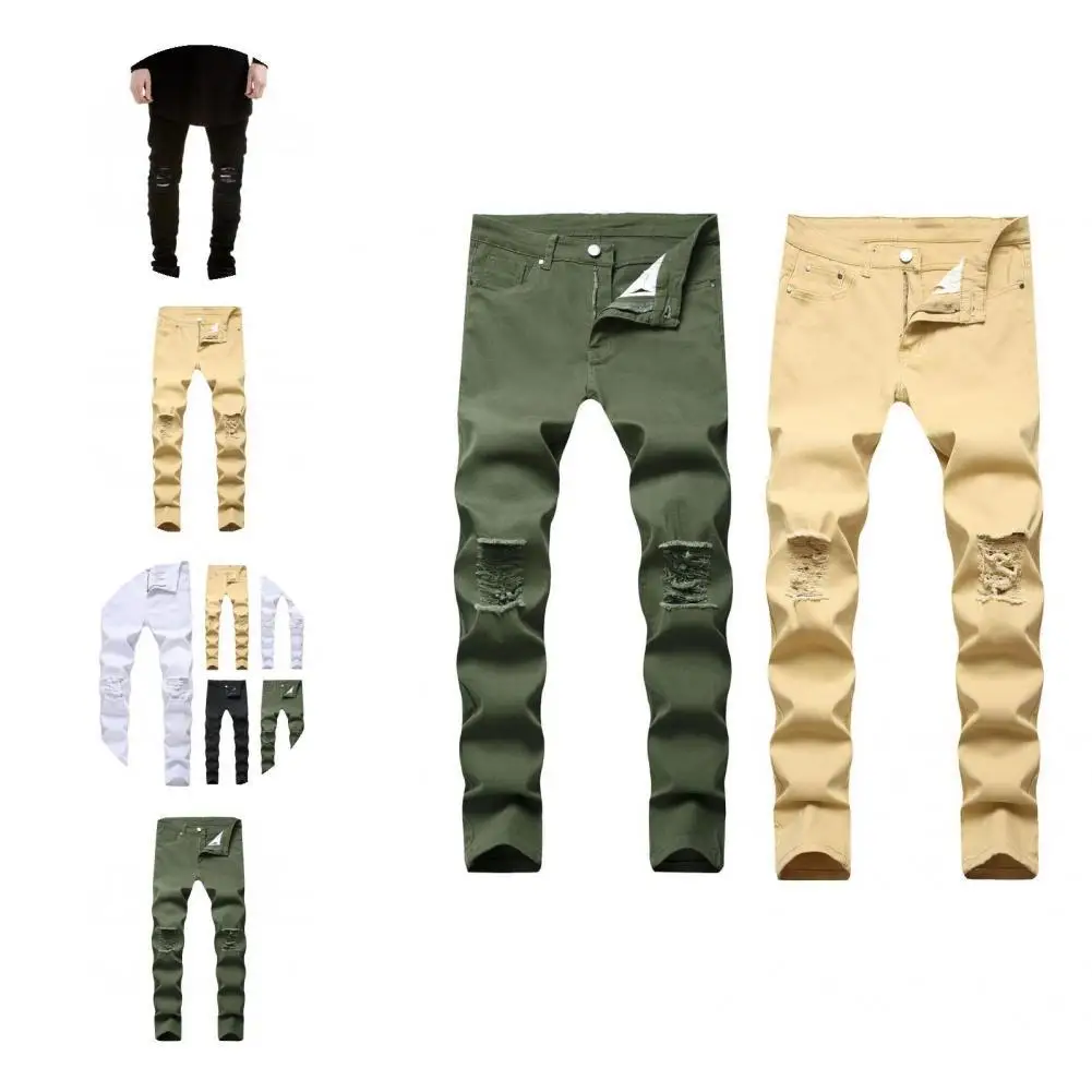 

Pencil Pants Fabulous Breathable Men Jeans Zipper Trousers Straight for Home