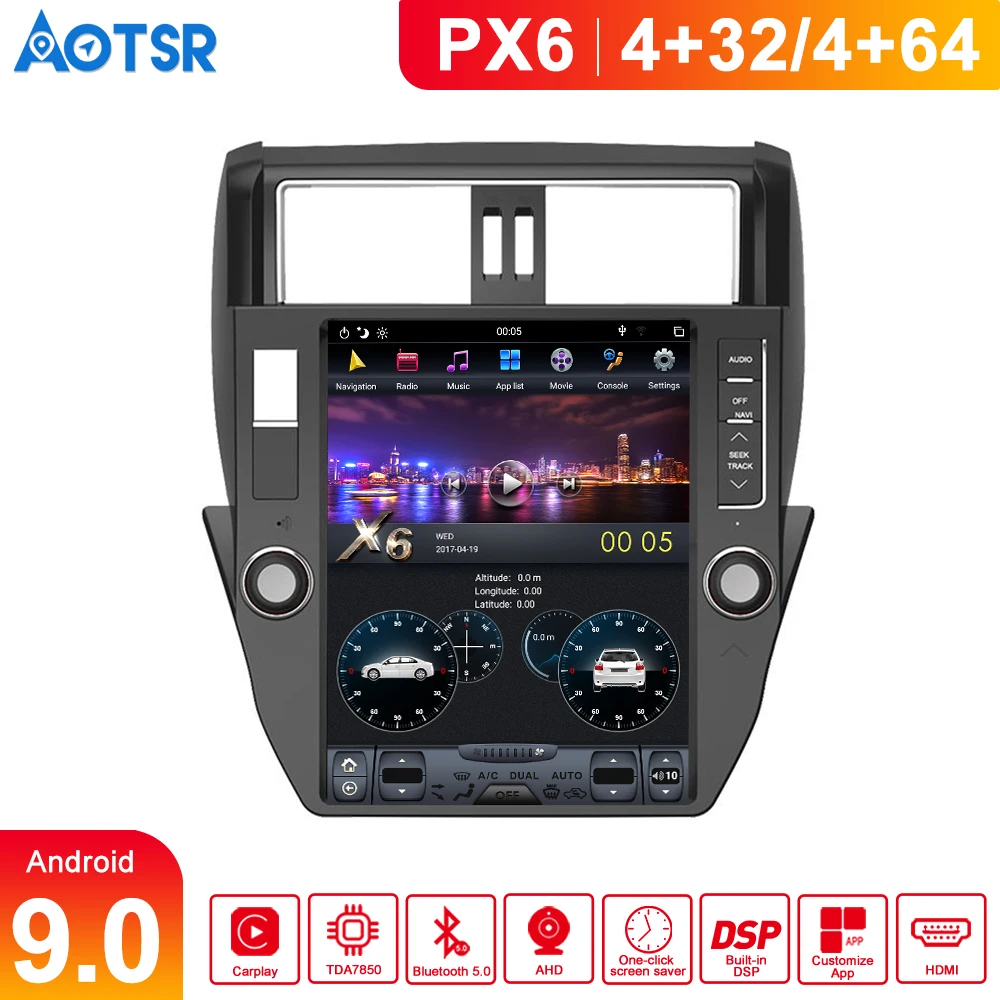 Автомобильный DVD-плеер в стиле Tesla на Android 8 GPS-навигатор для TOYOTA Land Cruiser Prado 150 2010-2013
