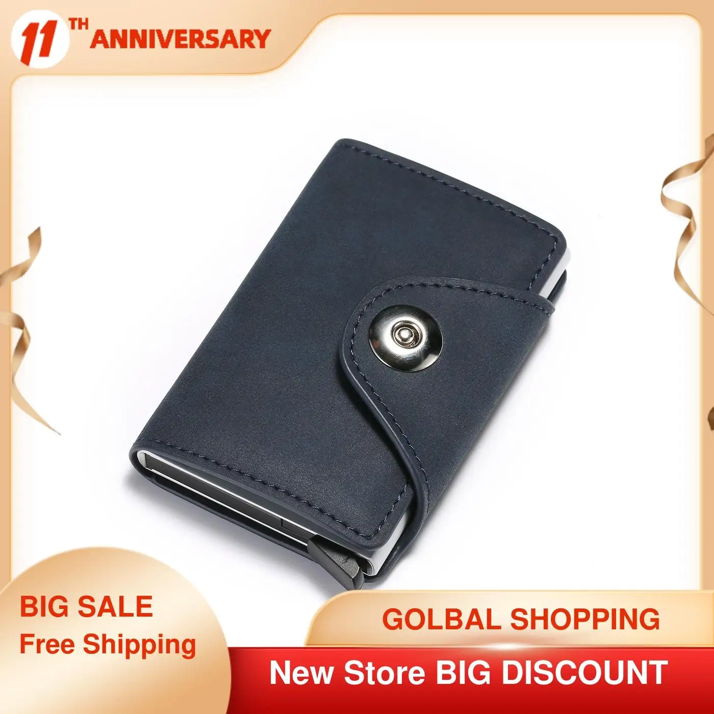 

GetInCase Antitheft Men Credit Card Holder Blocking RFID Wallet Leather Unisex Security Information Aluminum Metal Purse Fashion