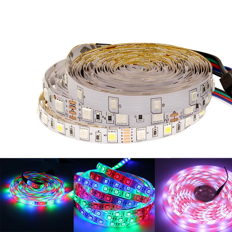 5050 2835 rgb rgbw светодиодный светильник Водонепроницаемая 12 В 0,5 м 1 м 5 м Гибкий Светильник для ПК неоновая светодиодная Диодная лента