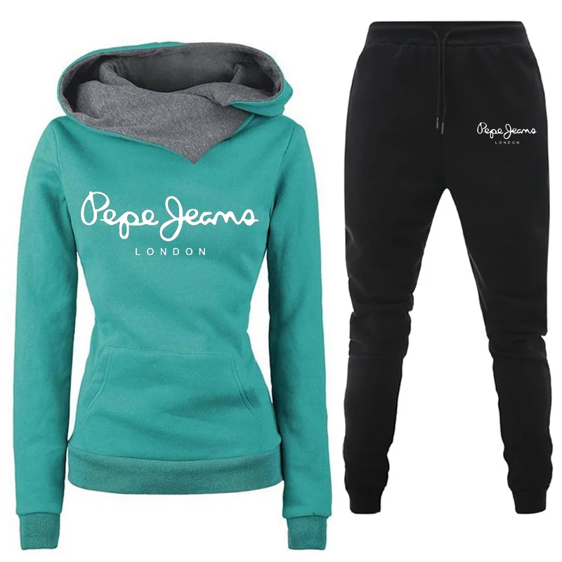 

2021 Fall Winter Womens Sets Clothes Hoodies Pants 2 Piece Set Warm Ladies Print Female Outfits Matching Suit Tracksuit