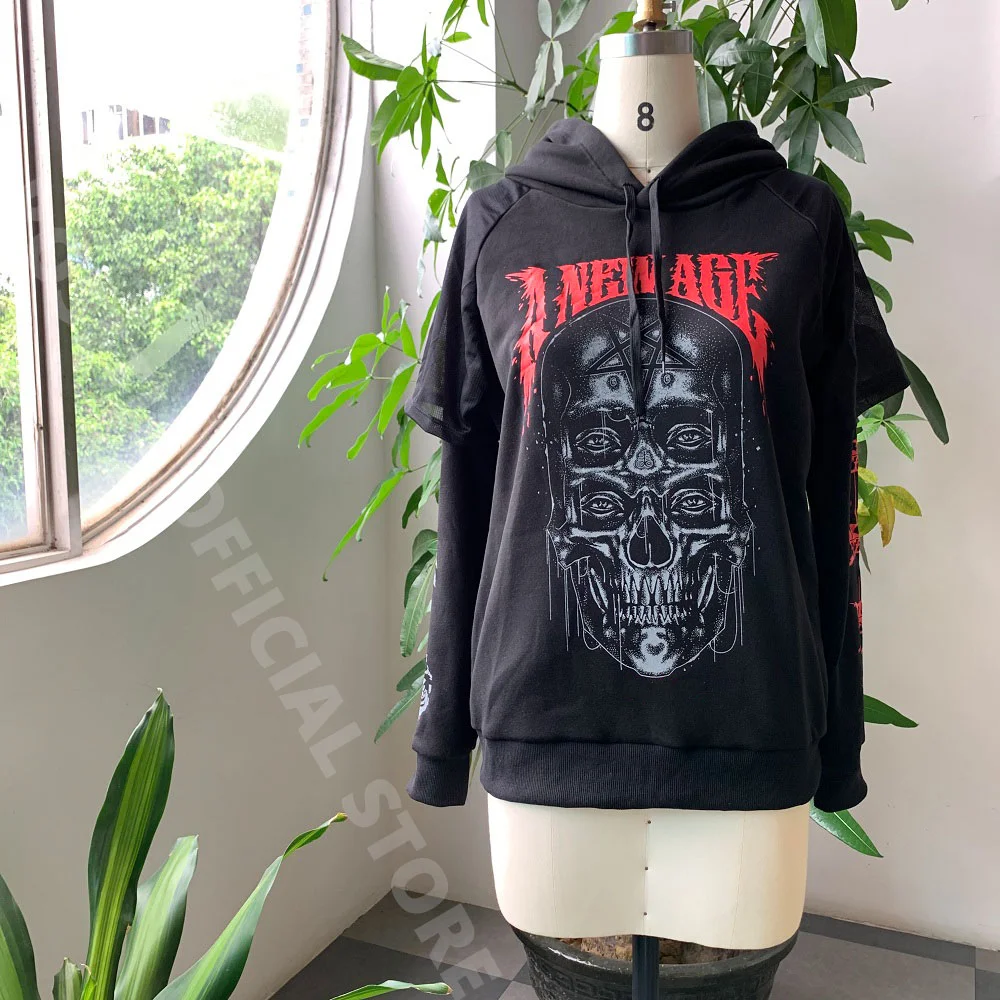 Женская толстовка с капюшоном Rosetic Gothic черная Повседневная Уличная Толстовка