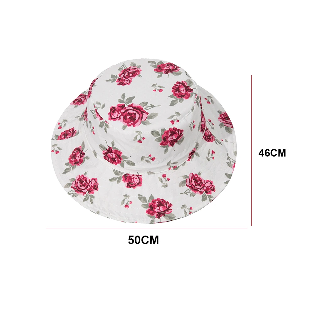 

Baby Fisherman Hat Kids Breathable Flowers Print Summer Soft Beach Sun Cap Adjustable Drawstring Fisherman Hat Seaside Sun Hat