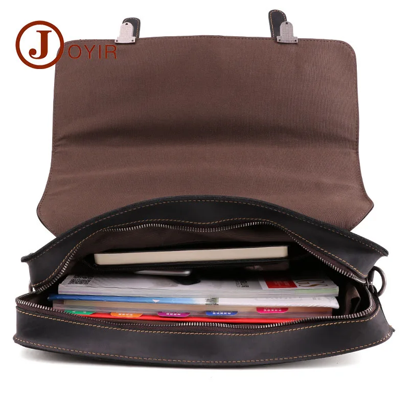 

Genuine Leather Briefcase Crazy Horse Cross Body Retro Messenger 13 Inch Laptop Shoulder Bag Business Travel Casual Handbag Bag