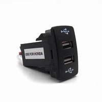 dual usb power socket with audio port for iphone charger smart phone for honda civic spirior crv fit jazz city accord odyssey