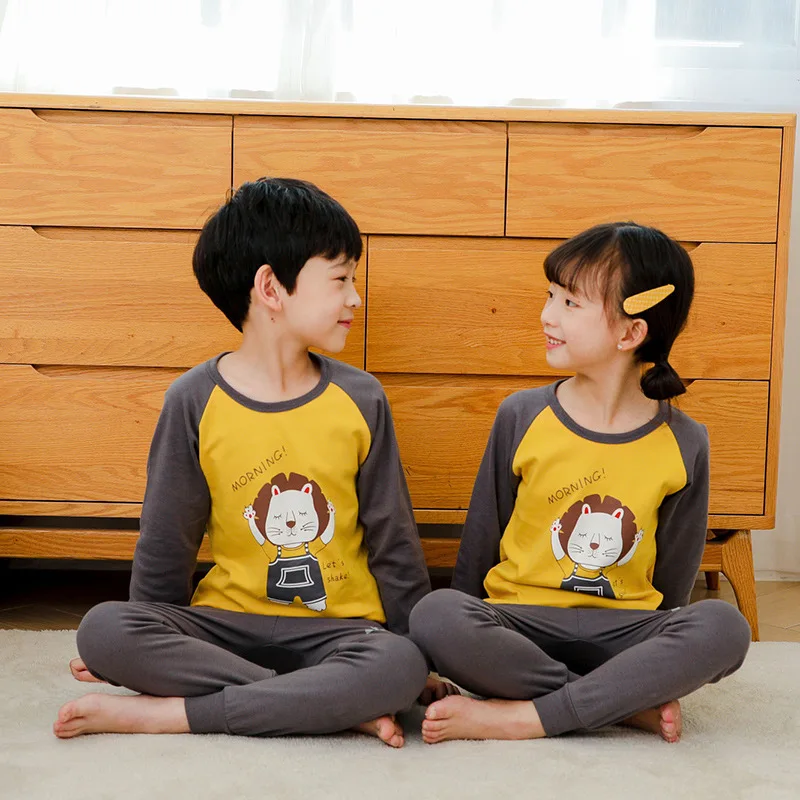 Детская Хлопковая пижама Комплекты Одежда для маленьких девочек Пижама