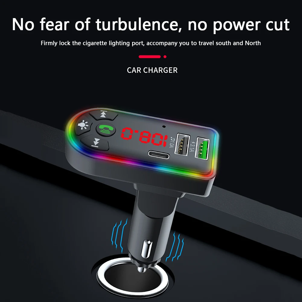 

F7 Car Bluetooth-compatible FM Transmitter LED Backlit MP3 Player PD+4.1A USB Charger