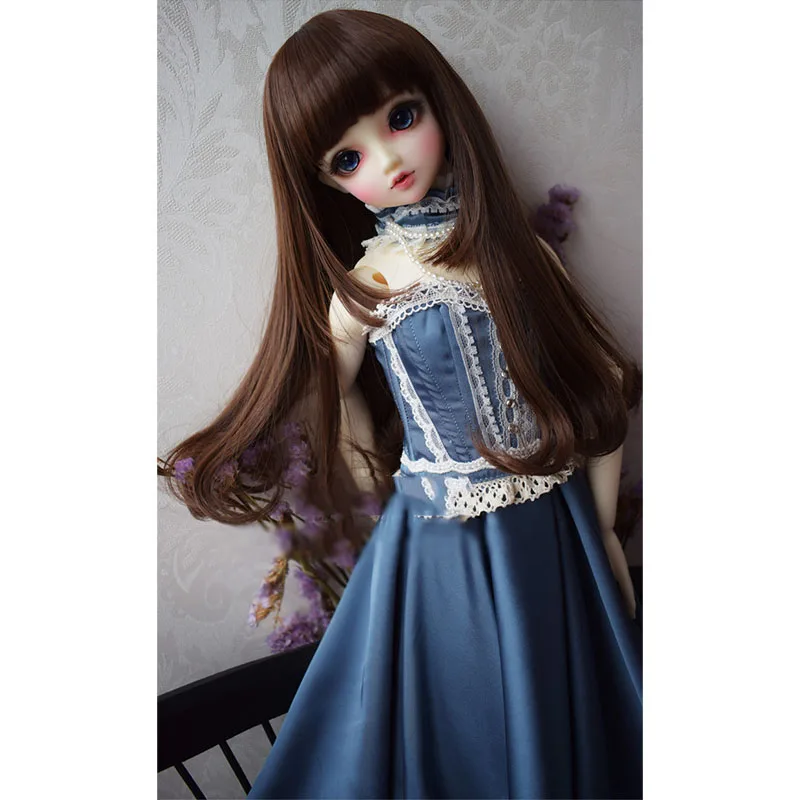 

Bybrana Bjd Doll Wig 1/3 1/4 1/6 1/8 Two-Knife Neat Bangs Long PearFilower