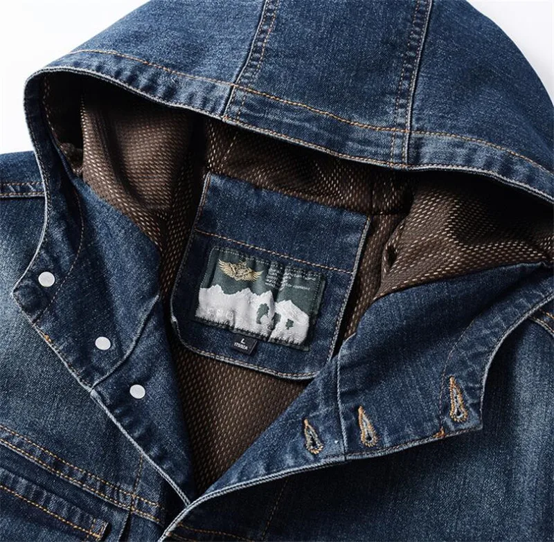 KIMSERE мужские повседневные джинсы-карго куртки с капюшоном Классические