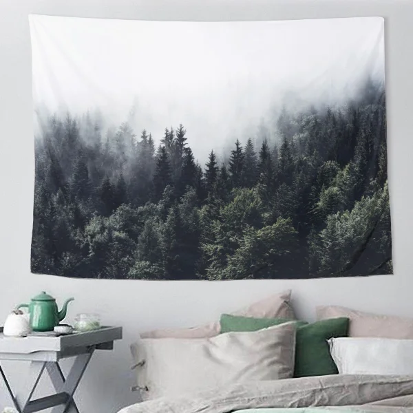 

Lannidaa Foggy Forest Tapestry Wall Hanging Home Decoration Tapestry Farmhouse Dorm Room Printed Wall Tapestry Cloth Bedspreads