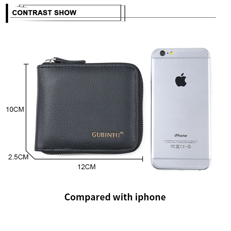 Классический мужской кошелек из натуральной кожи, короткий модный кожаный кошелек на молнии с несколькими картами, держатель для кредитных карт, мужской клатч