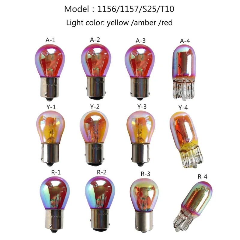 

Car 1156 1157 S25 T10 Chromes Amber Brake Light Bulbs Replacement Bright 12V Turn Signal Lamp