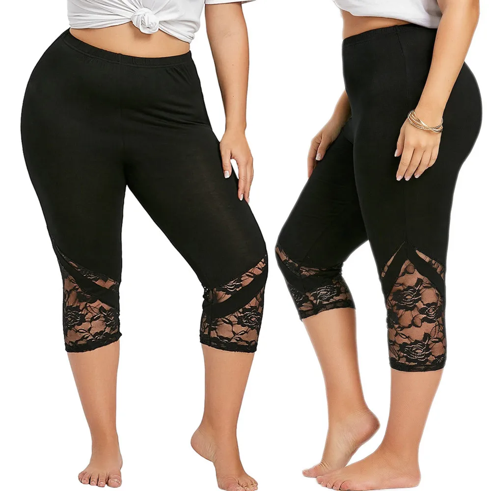 

Sexy Stitching Leggings Women Lace Plus Size Skinny Pants Sport Leggins Leggings Trousers Exercise Quick-Drying Legging