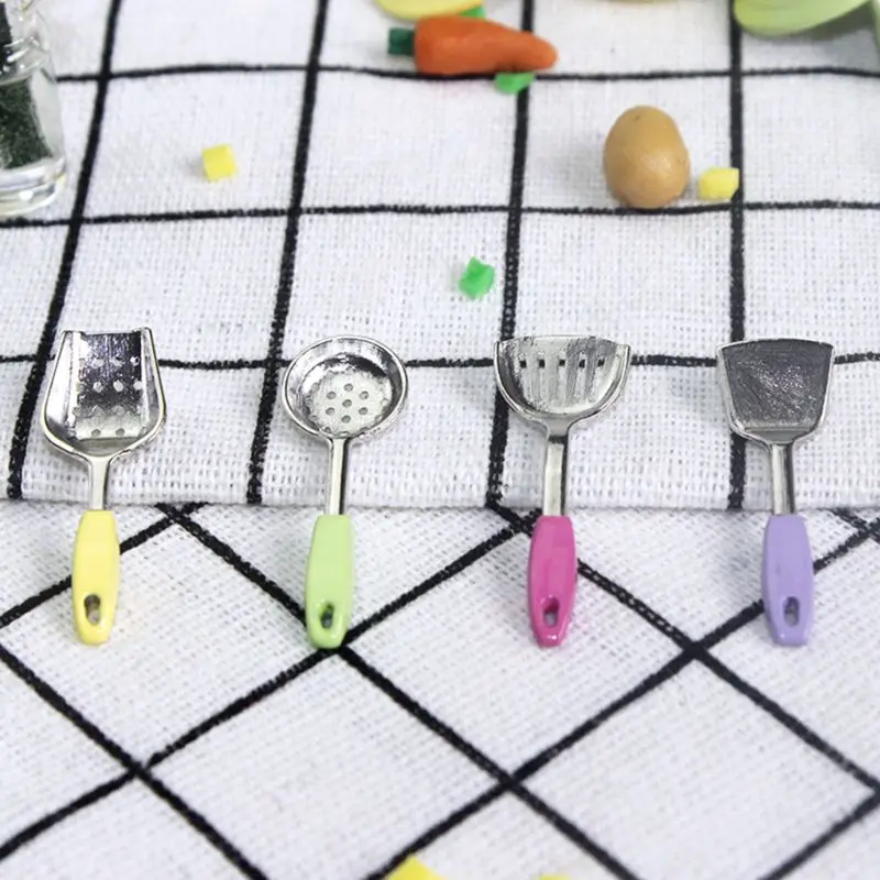 

Mini Alloy Cooking Kitchen Tool 1:12 Dollhouse Simulation Miniature Spoon Shovel Cookware DIY Crafts Toy Accessory