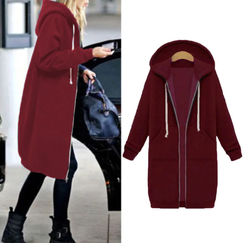 Женская толстовка с капюшоном и карманами повседневная утепленная на молнии