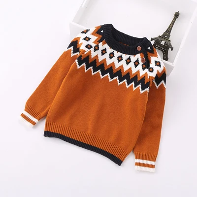 photo color Boys sweater spring and autumn new girls clothes wear geometric cotton knitted baby pullover sweater - Цвет: photo color