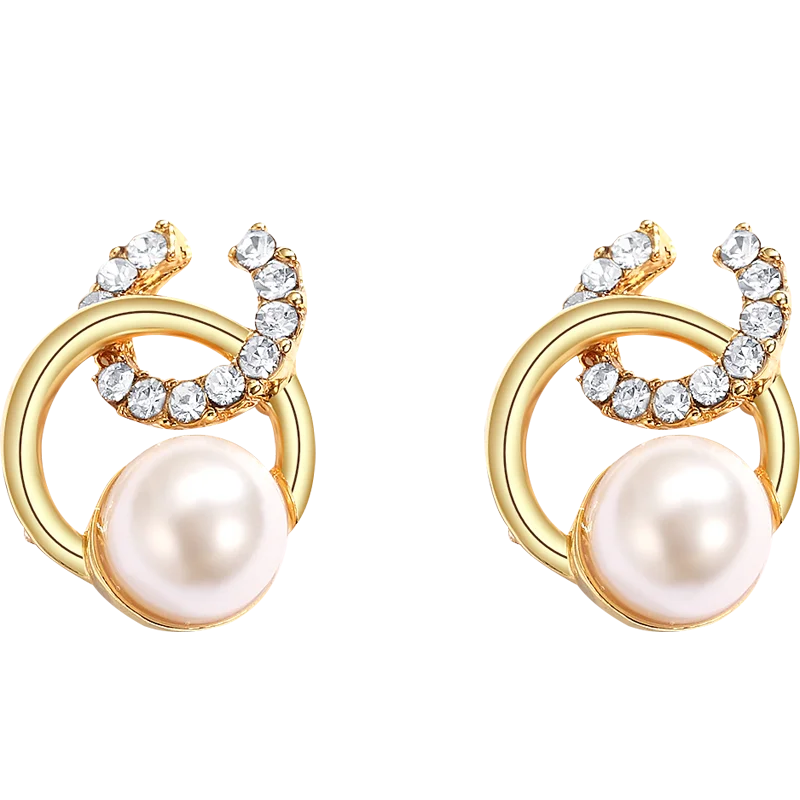 

CHIMERA Gold Circle Pearl Earrings for Women Ladies Party Wedding Jewelry Accessories Simple Fashion Korean Metal Earrings