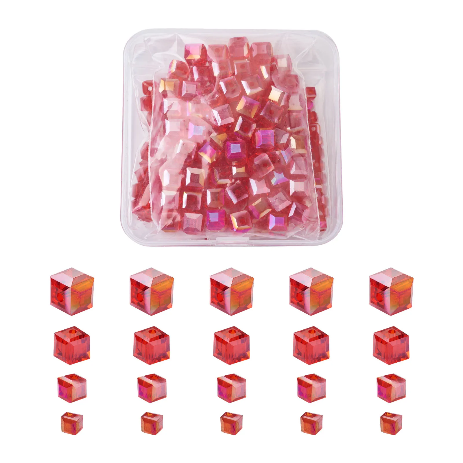 

1 Box Electroplate Glass Beads Strands AB Color Plated Cube Faceted Beads For DIY Bracelet Jewelry Making Findings 2~8x2~8mm