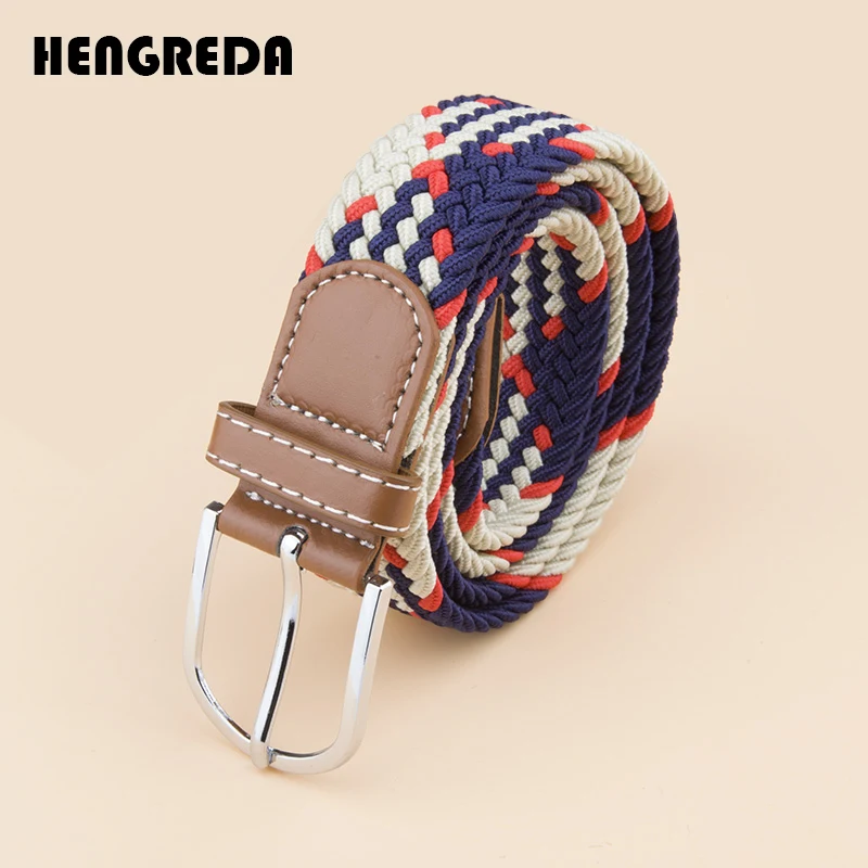 Для женщин эластичные плетением пряжкой пояс брезентовый мужской ремень 2021 для