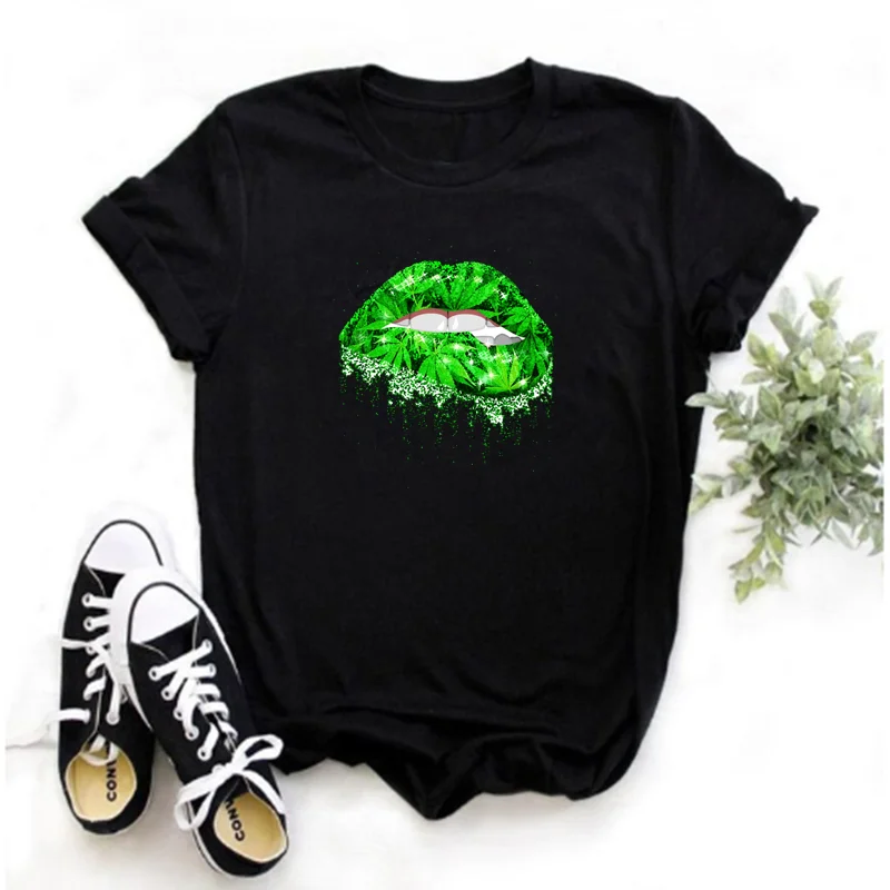 

Mayos Women's T-shirt Fashion Color Big Lips T-shirt Women's Summer Short Sleeve Clothes Harajuku O Neck