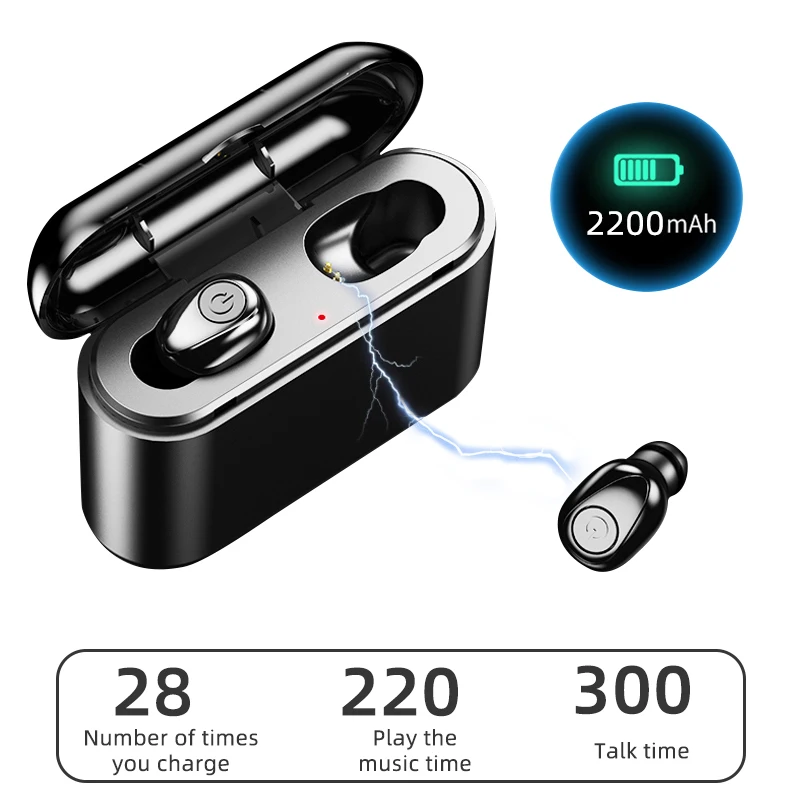 X8 TWS Bluetooth наушники 5D стерео Беспроводные спортивные наушники IPX6 водонепроницаемые шумоподавление с 2200 мАч power Bank зарядная коробка