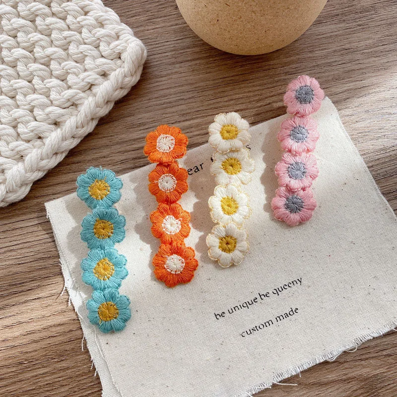 Женские заколки для волос с вышивкой ярких цветов в Корейском стиле новинка 2020| |