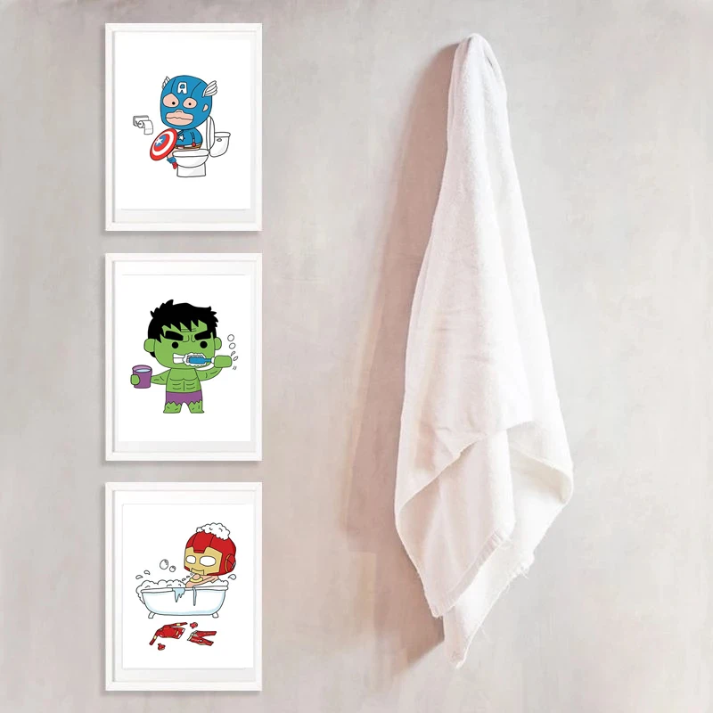 Постеры Marvel мстители супергерой для купания постеры принты Забавный знак в